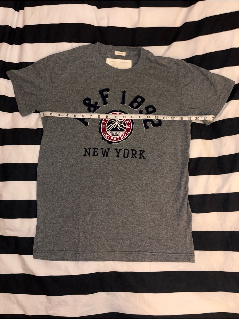 Vintage Abercrombie and Fitch Grey Muscle Fit Embroidered T-Shirt - Picture 2 of 4